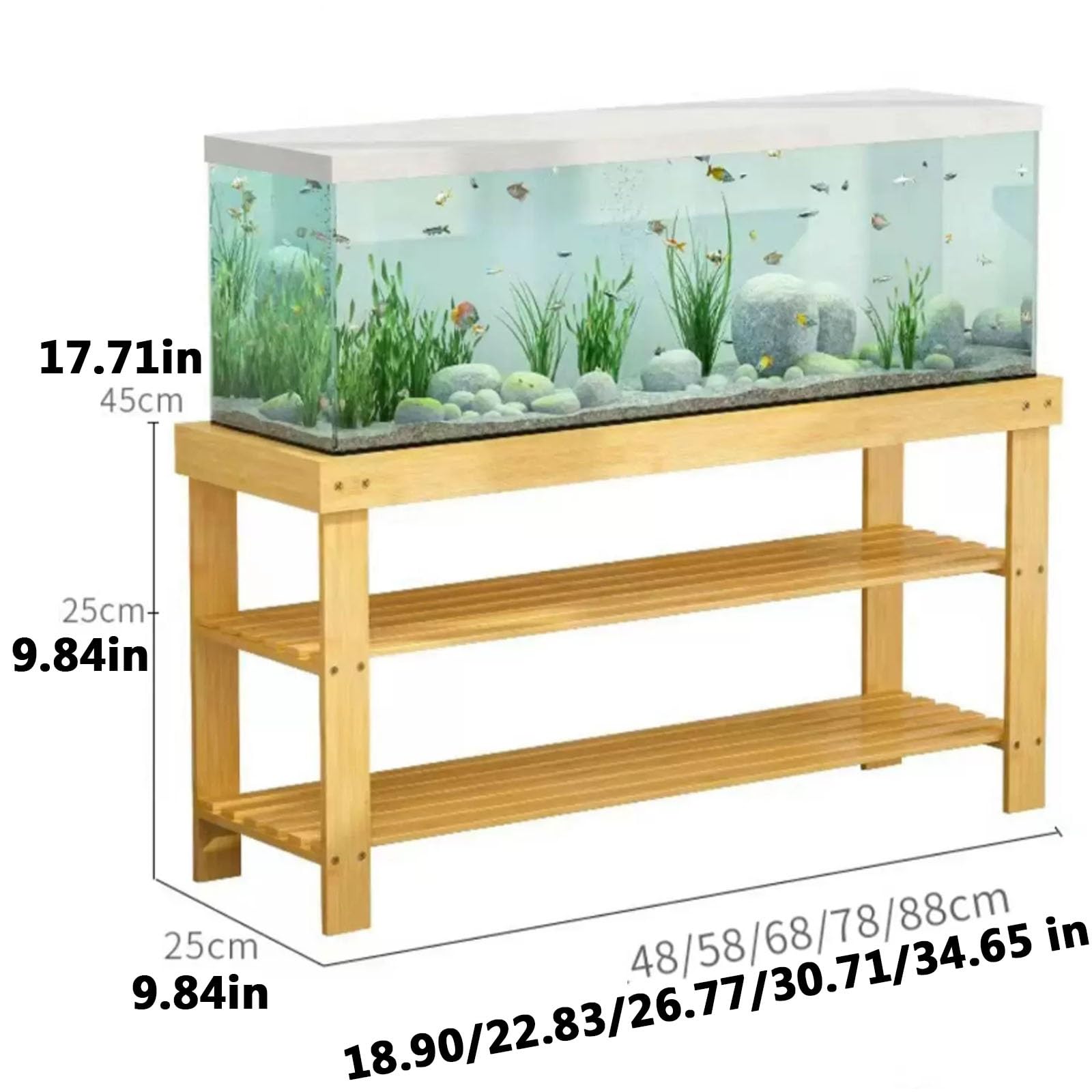 Soporte Para Acuario, Mueble Acuario, Mueble Pecera | Fabricado con Bambú Nan Y Un Panel Tallado de Forma Intrincada,Carga de Hasta 100 Kg(68x25x25cm/26.77x9.84x9.84in)