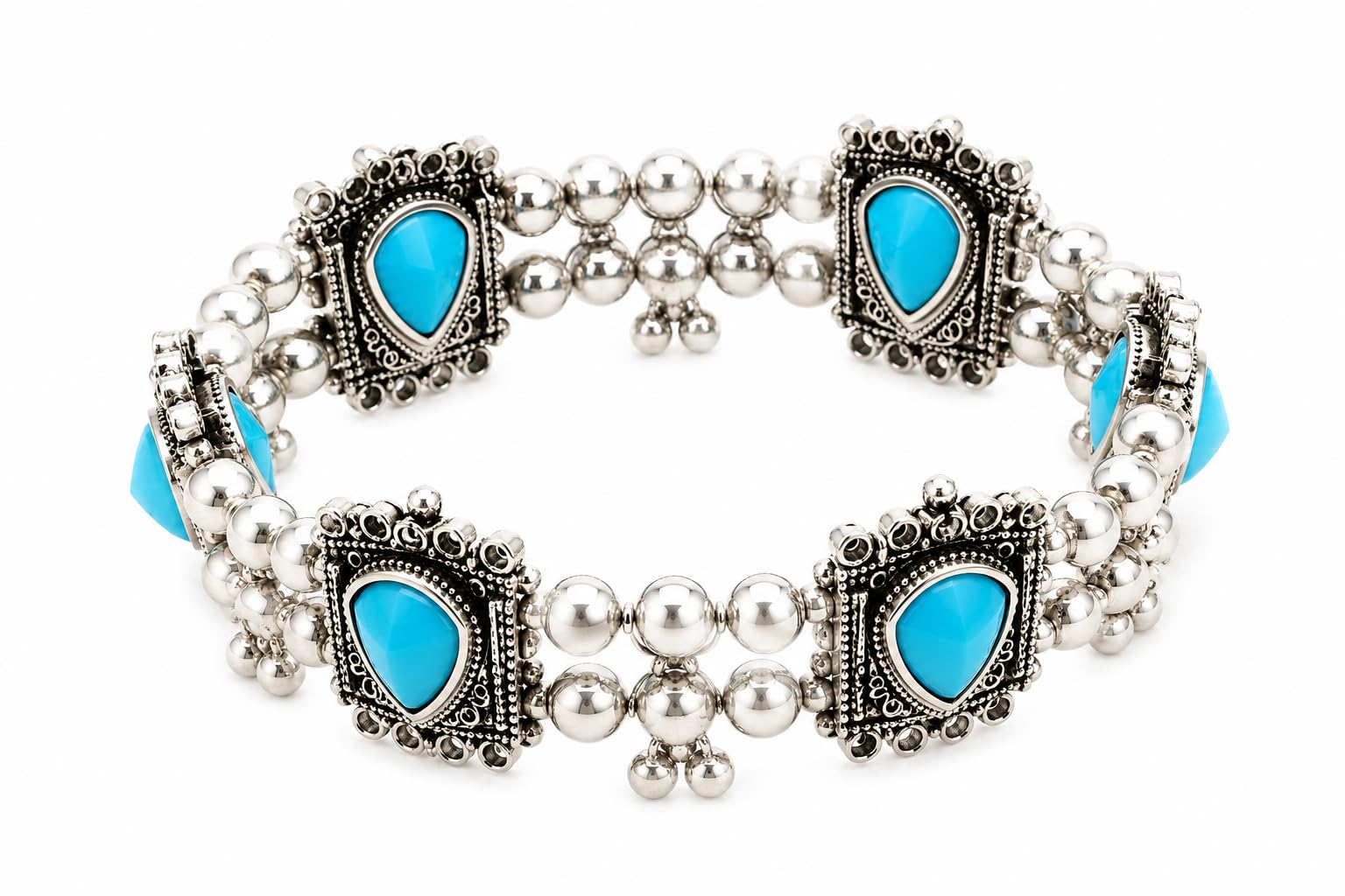 Buy Turquoise Blue Stone Bangle for Women | Antique Silver Tone at