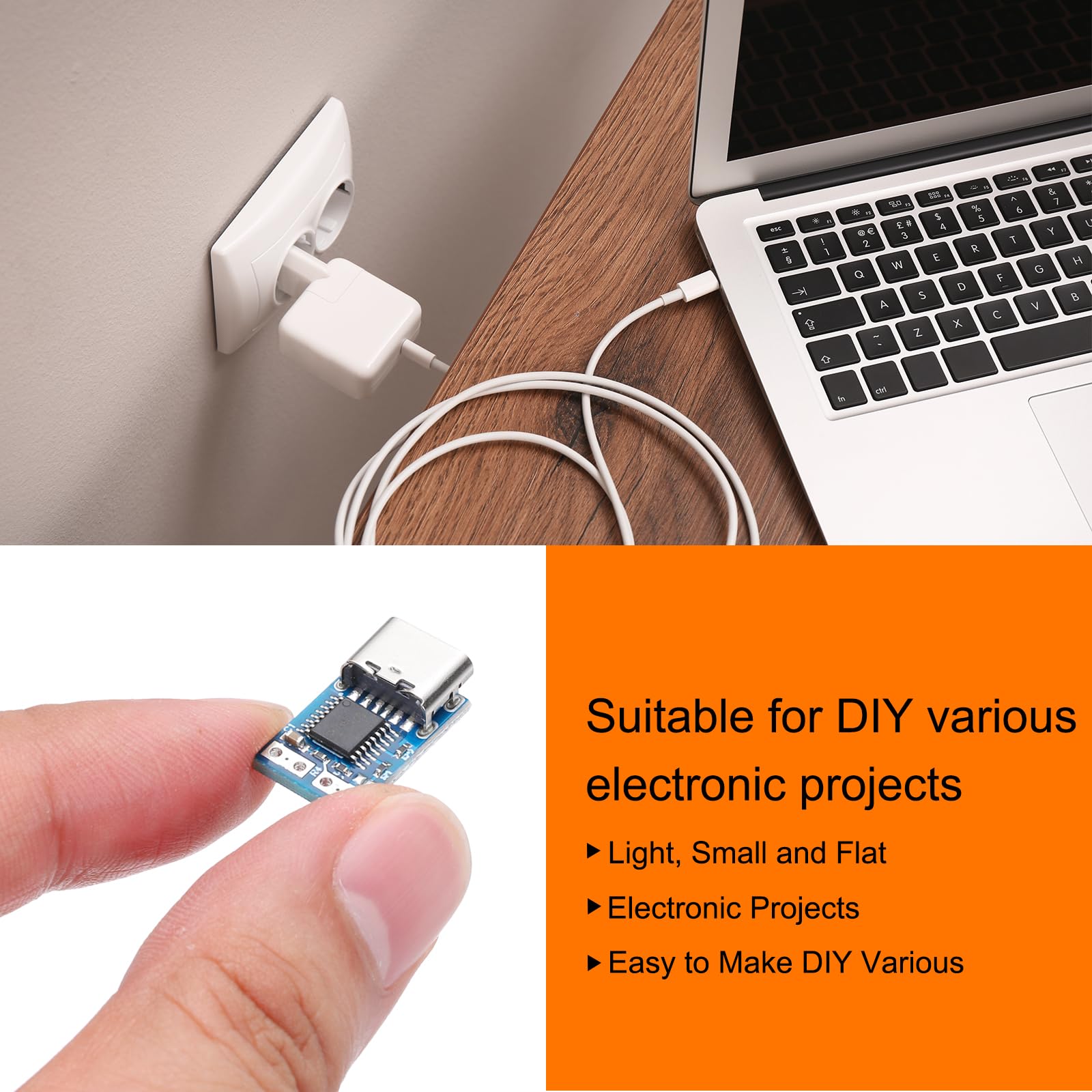 QUARKZMAN 5 Stück USB C PD 15V DC Festspannungs Power Trigger Modul, 18x11mm 5A Typ C Buchse Eingang Schnellladetrigger Decoy Platine für Notebook  Netzteil, Blau