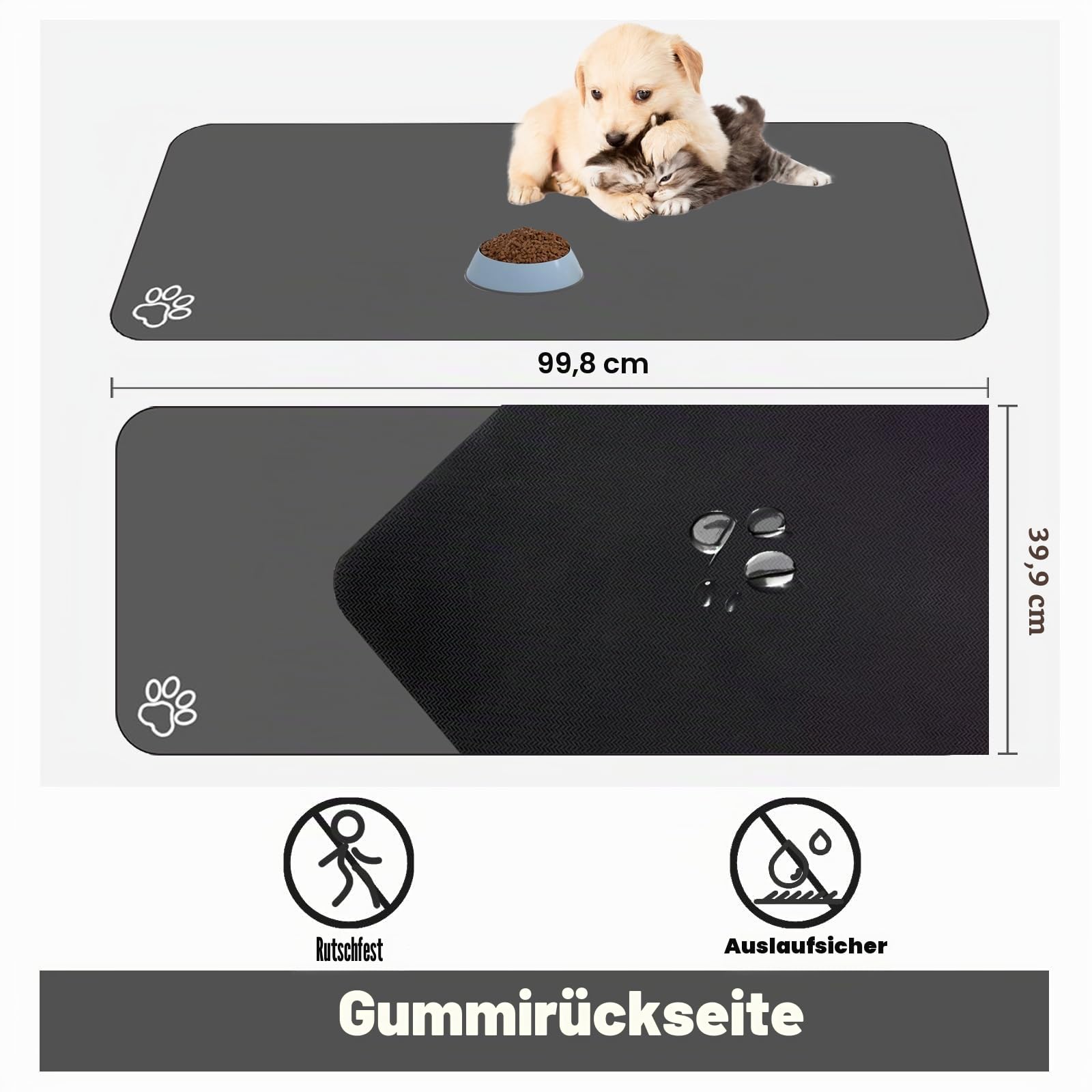 Große Futtermatte für Haustiere, saugfähig, schnell trocknend, für Futter- und Wassernapf, keine Flecken, leicht zu reinigen, Wasserspendermatte, Hundezubehör, Haustierbedarfsmatte, Hundenapfmatte für