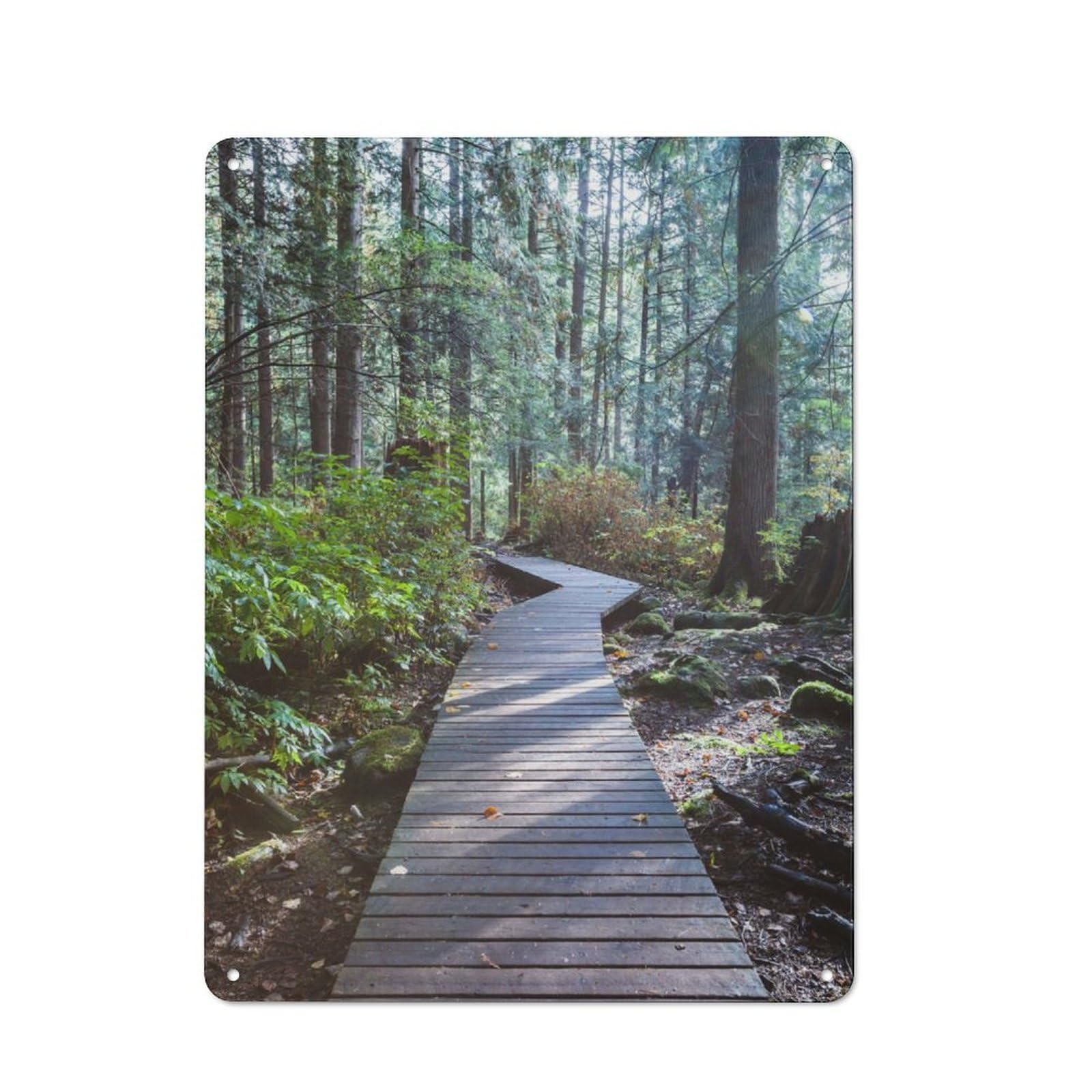 Junmoney Boardwalk In The Forest Vintage Tin Sign 40X30cm With For Workshop Wall, For Kitchen, Dining Room And Home Bar Wall Decor