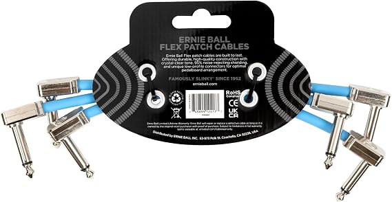 Ernie Ball Flex Patch Cable 6in - Blue - 3 Pack