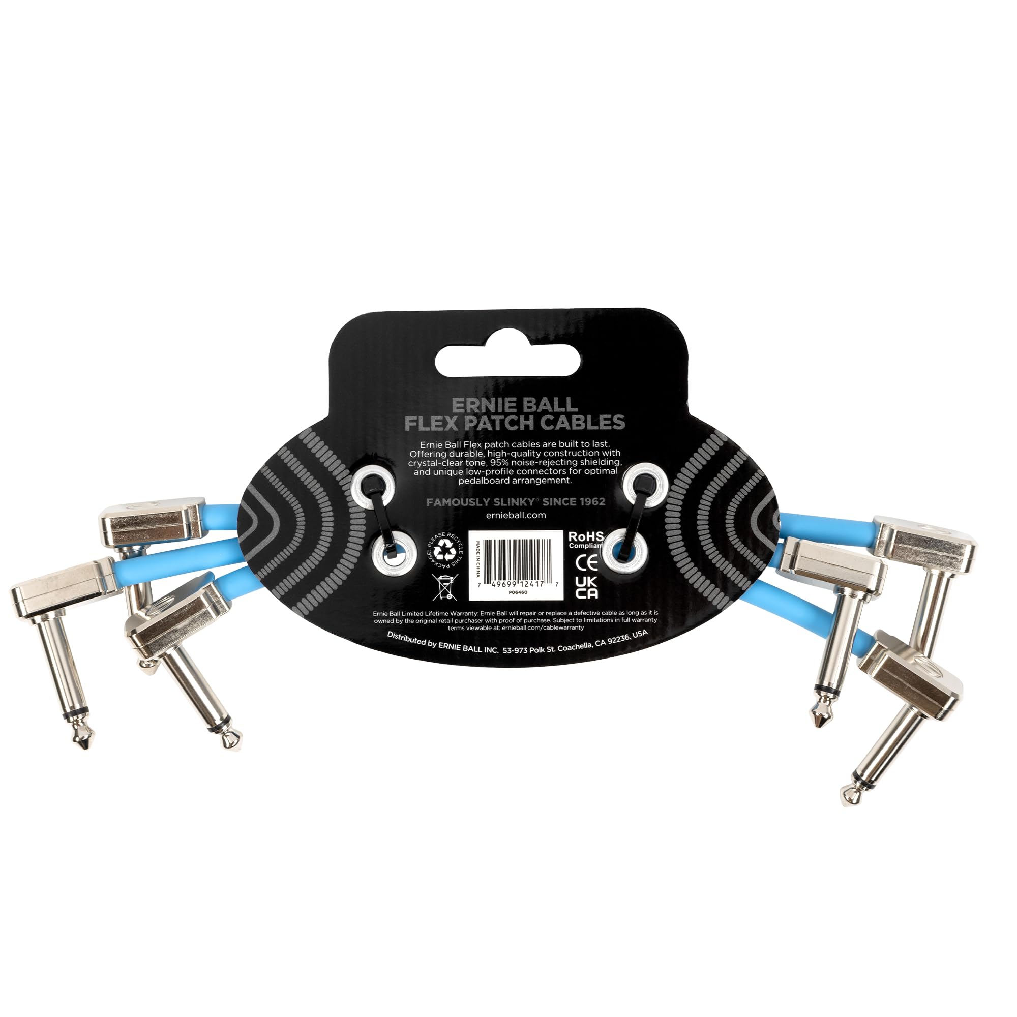 Ernie Ball Cables Flex Patch 15 cm - Azul - Paquete de 3