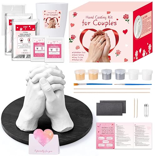 Hand Casting Kit for Couples with Base & Paints, Includes