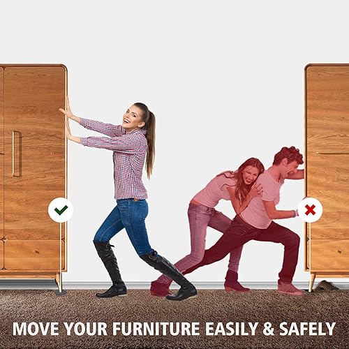 Miniatura 6 de Deslizadores de muebles para alfombra, 8 almohadillas móviles reutilizables para muebles, deslizador de muebles de 5 pulgadas, mueve cualquier