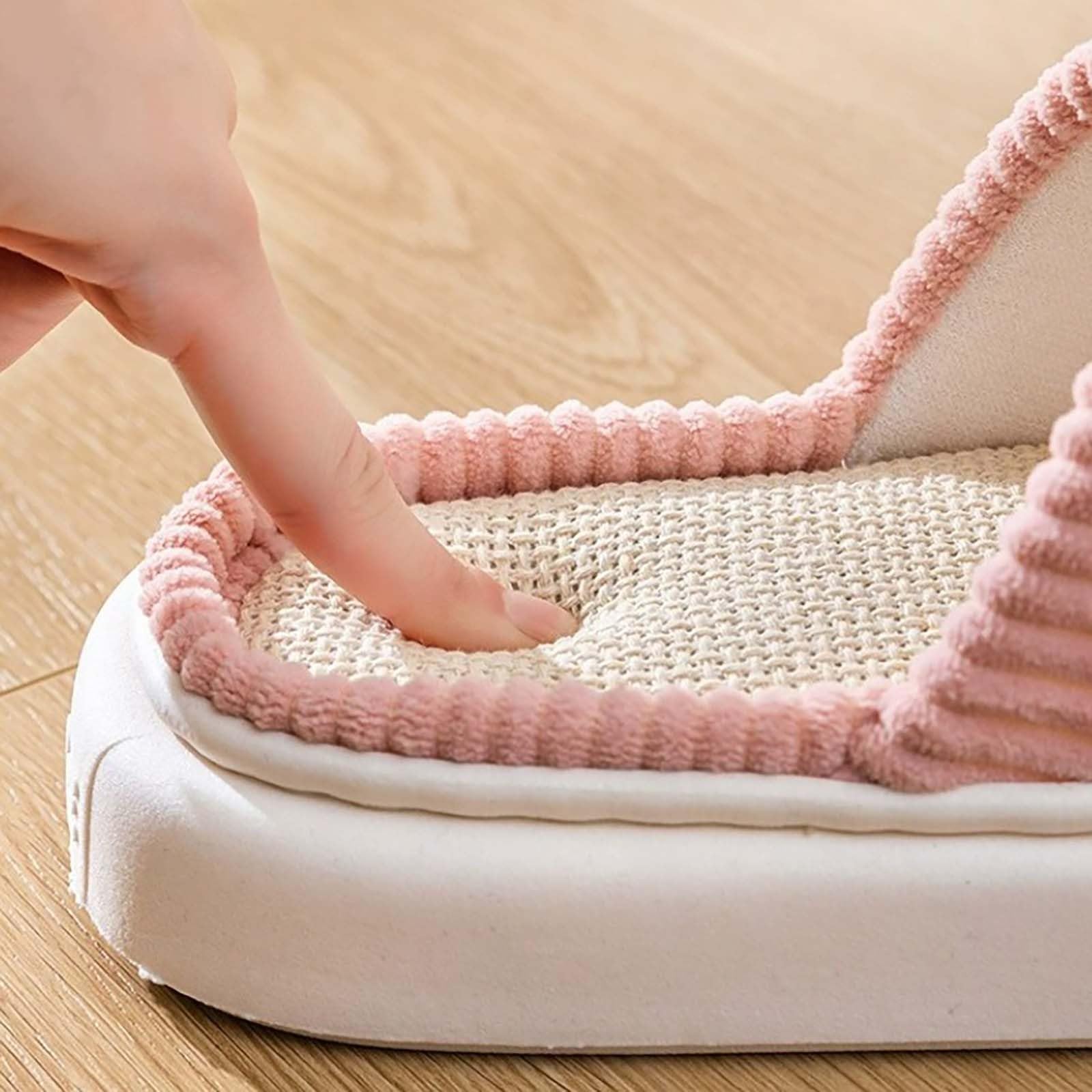Pantuflas de verano para mujer, pantuflas de plataforma, slides de algodón, pantuflas de lino, sandalias antideslizantes para casa, sandalias peep toe, zapatillas, pantuflas de fieltro, zapatillas