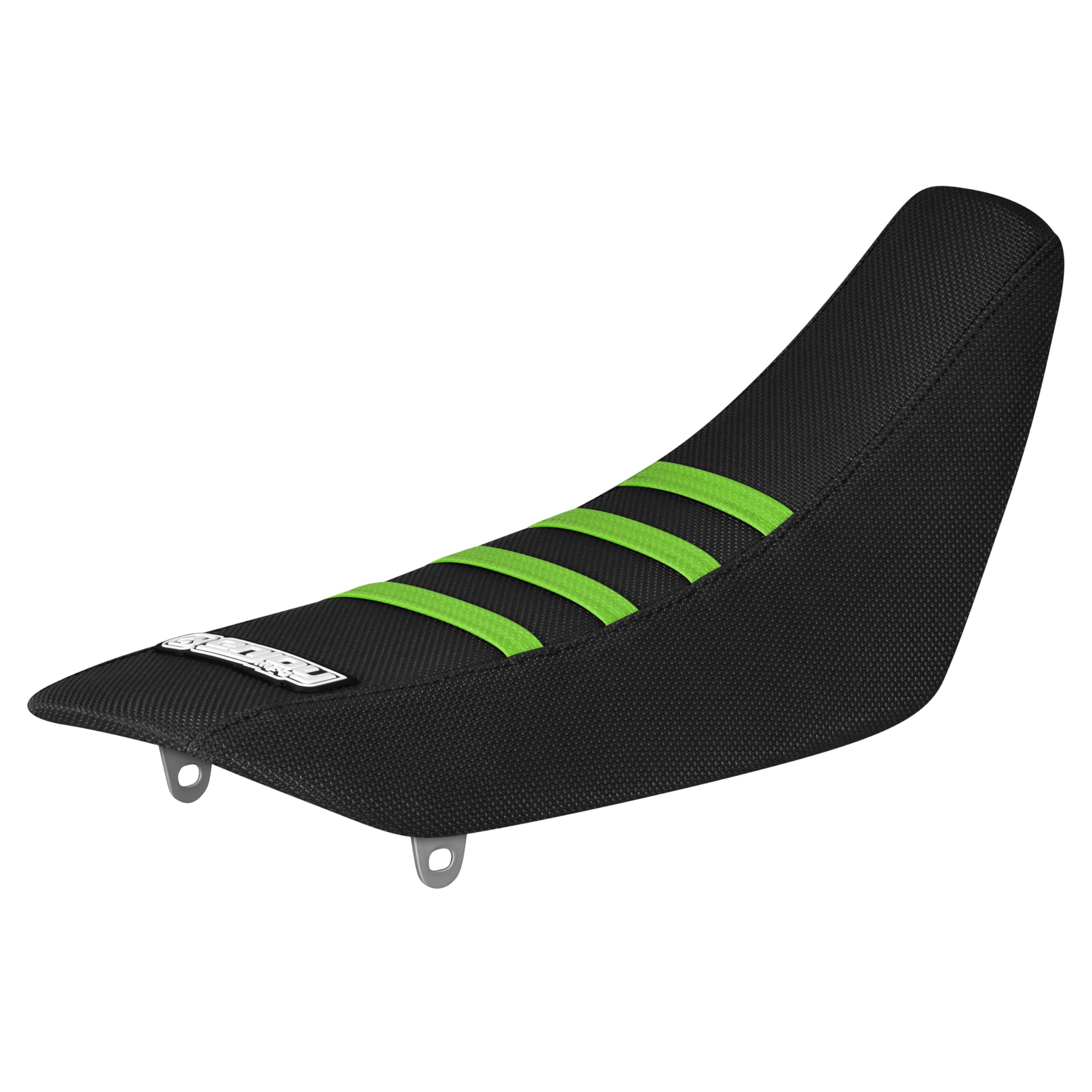 Enjoy Mfg Ribbed Seat Cover - Compatible Fit for 2001-2024 Kawasaki KX 65 KLX 110#71 (All Black/Green Ribs)