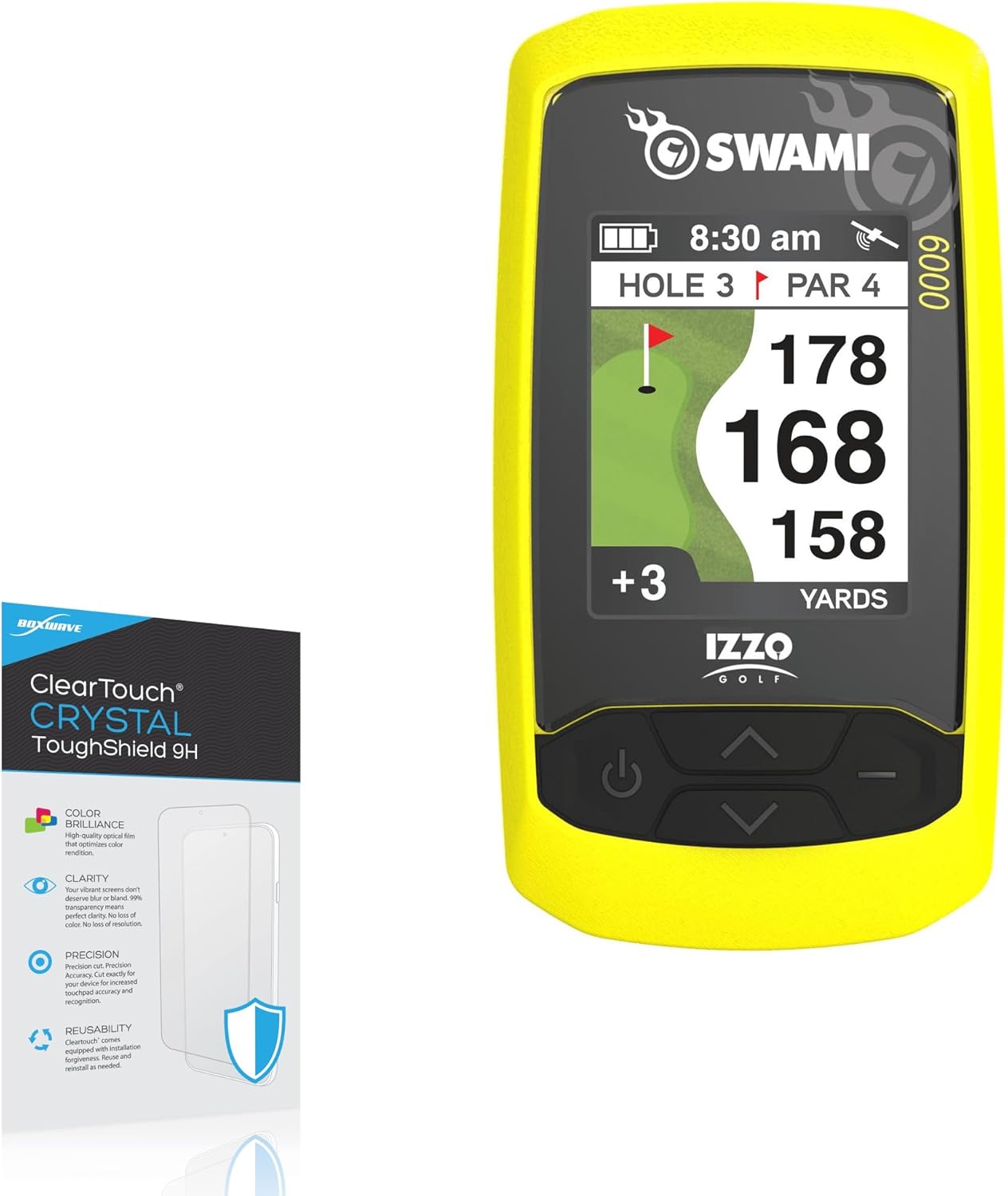 BoxWave Screen Protector Compatible with Izzo Golf Swami 6000 Handheld Golf GPS (2 in) - ClearTouch Crystal ToughShield 9H (2-Pack), Clear 9H Tough Flexible Film Screen Protector