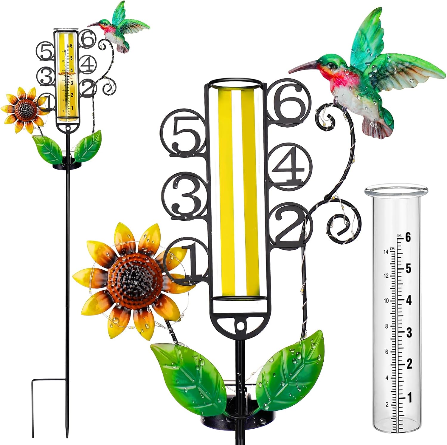 Acostop Upgraded Rain Gauge OutdoorSolar LED Lights Rain