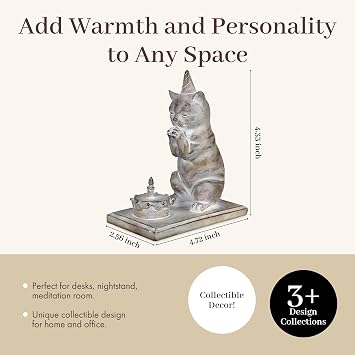 Young's Inc. Cat Figurine - Cute Cat Statue with Birthday Cake - Whimsical Decor for Cat Lovers - Cat Collectibles and Meditation Decor - 4.72 L x 2.56 W x 4.33 H