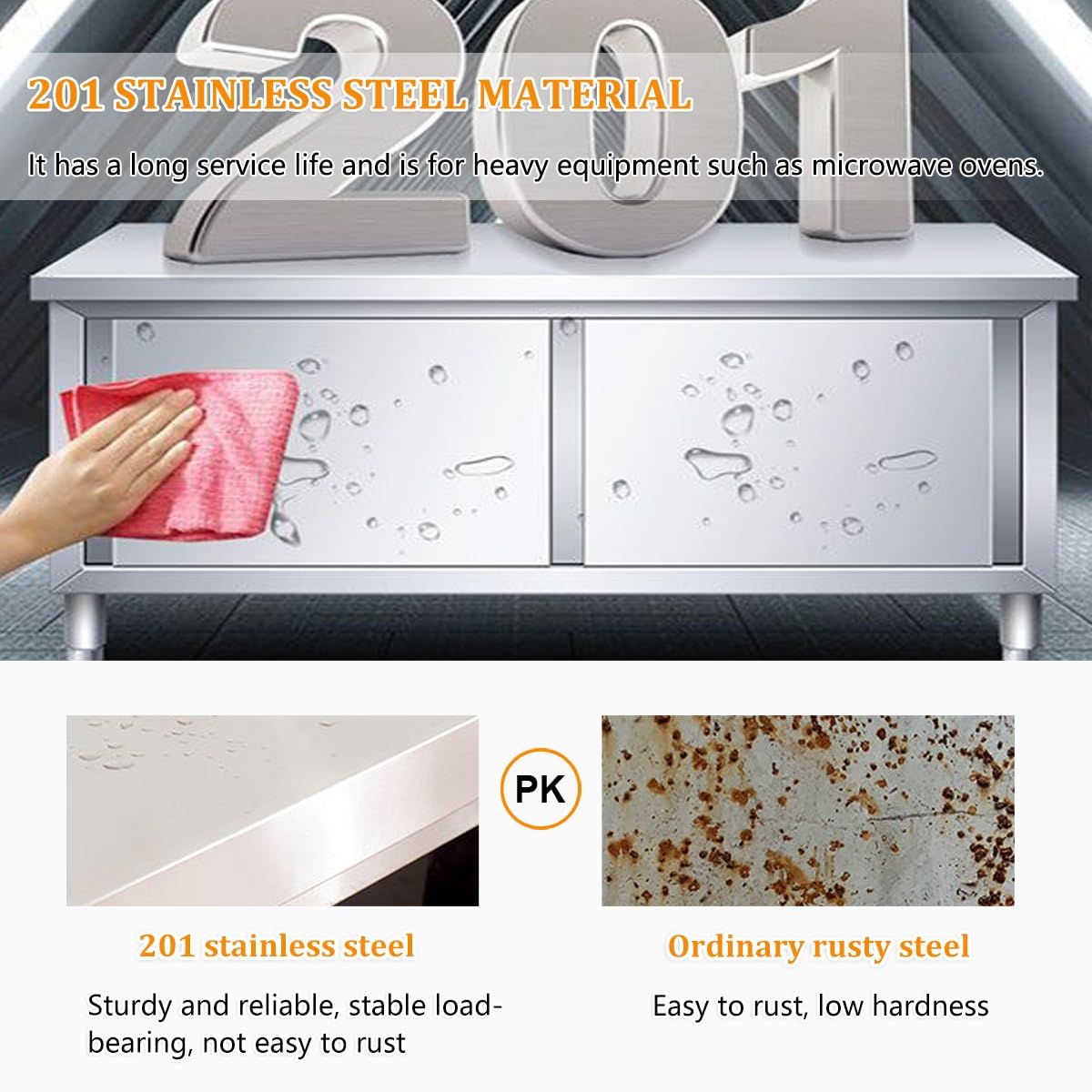 Mesa de trabajo de doble puerta corrediza, mesa de preparación comercial de acero inoxidable con almacenamiento, multifuncional para restaurantes, cocinas y carnicerías