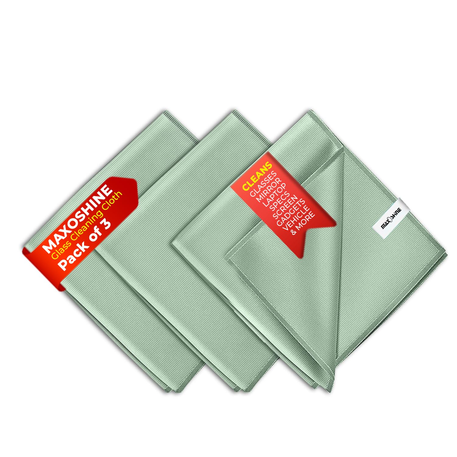 MAXOSHINE Microfiber Glass Cleaning Cloth for Glassware Windows Mirrors-Magic Cleaning Cloths Anti Scratch Dusting Cloth for Kitchen Car Specs Laptop Tv Screen Cleaning (Green,Pack of 3)-image-36