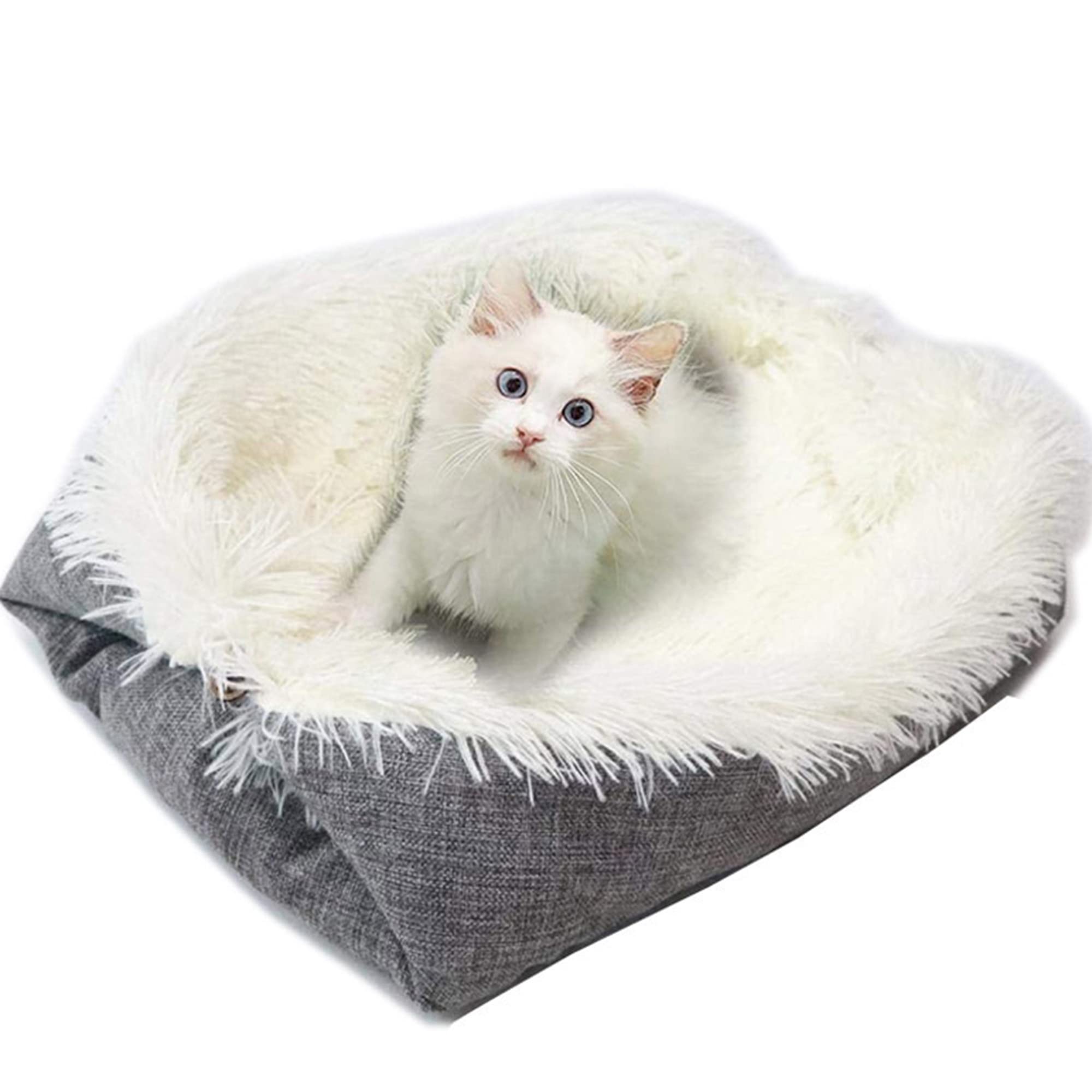 Lit 2 En 1 Pour Chat Et Petit Chien - 61 X 51 Cm, Pliable, Gris - Coussin Panier Doux Et Confortable - 8