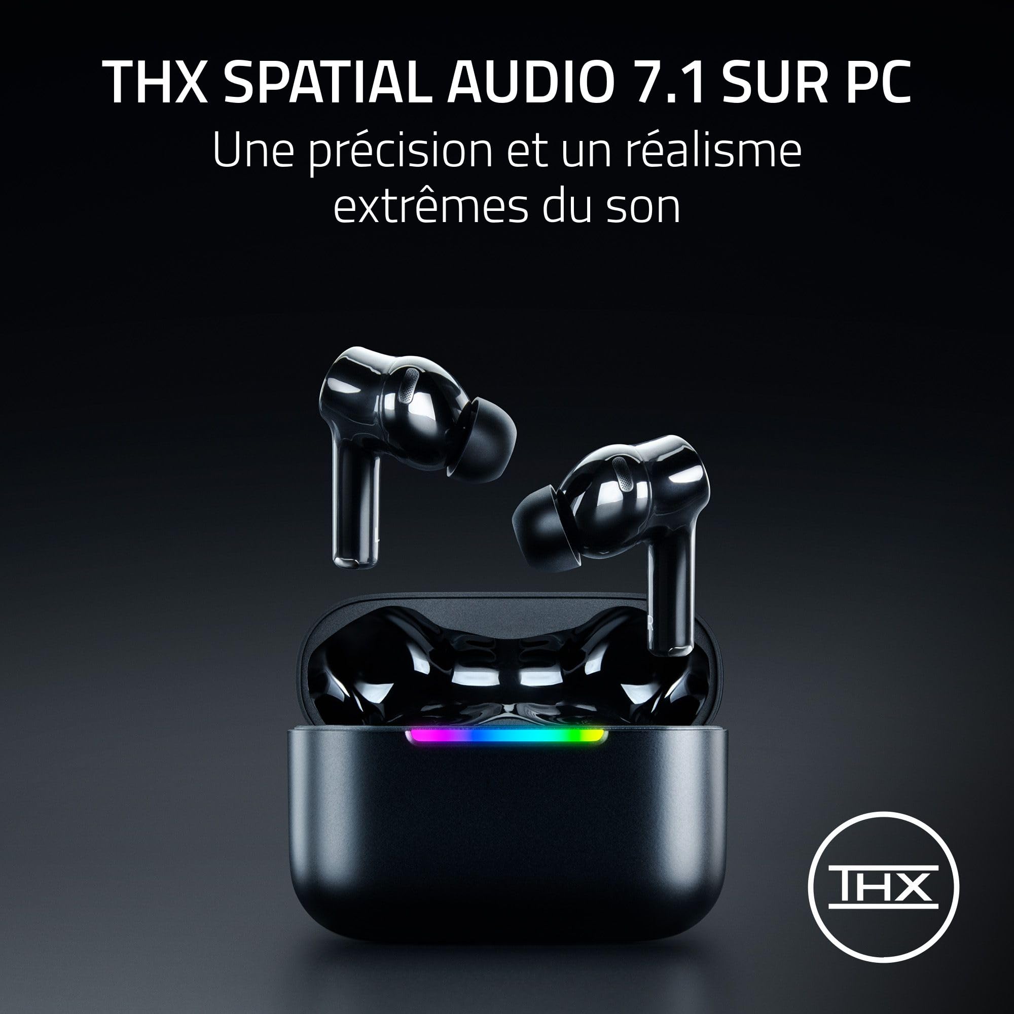 Razer Hammerhead V3 X HyperSpeed - Écouteurs Gaming sans Fil multiplateforme - HyperSpeed Wireless & Bluetooth - 40 Heures d'autonomie - Résistants à l'eau IPX4 - THX Spatial Audio | Noir