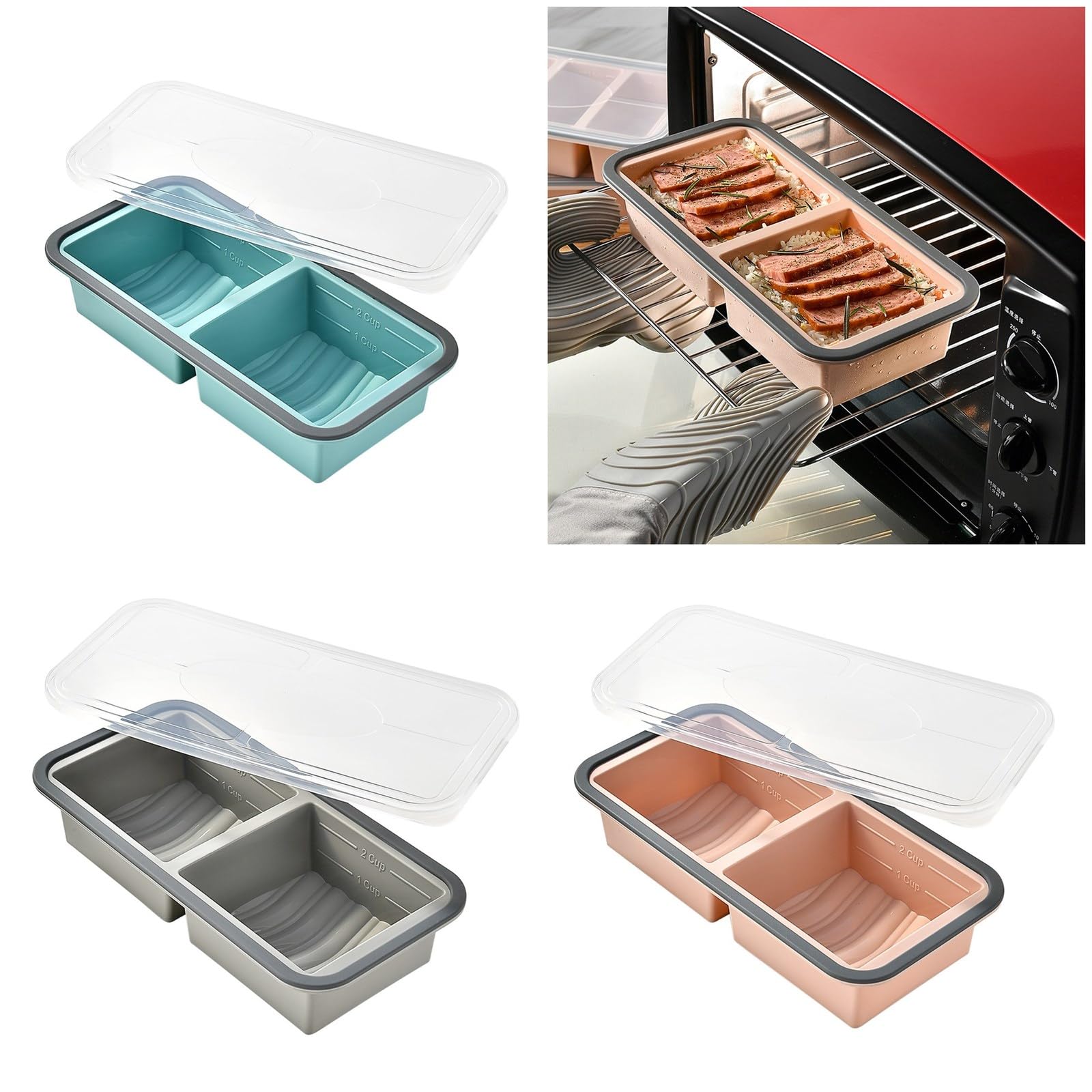 2 stampi in Silicone riutilizzabili per Ghiaccio con Copertura Che garantisce freschezza, rimozione Semplice, Essenziali per, stampi in Silicone per Uso Alimentare