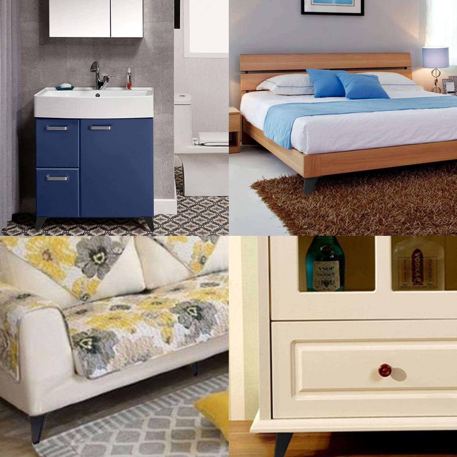 KARAA 4 x Black Adjustable Furniture Legs, Aluminium Alloy Furniture Legs, Triangular Furniture Legs for Table Cabinets Kitchen Sofa 7 71D b6ghAoL. AC SL1500