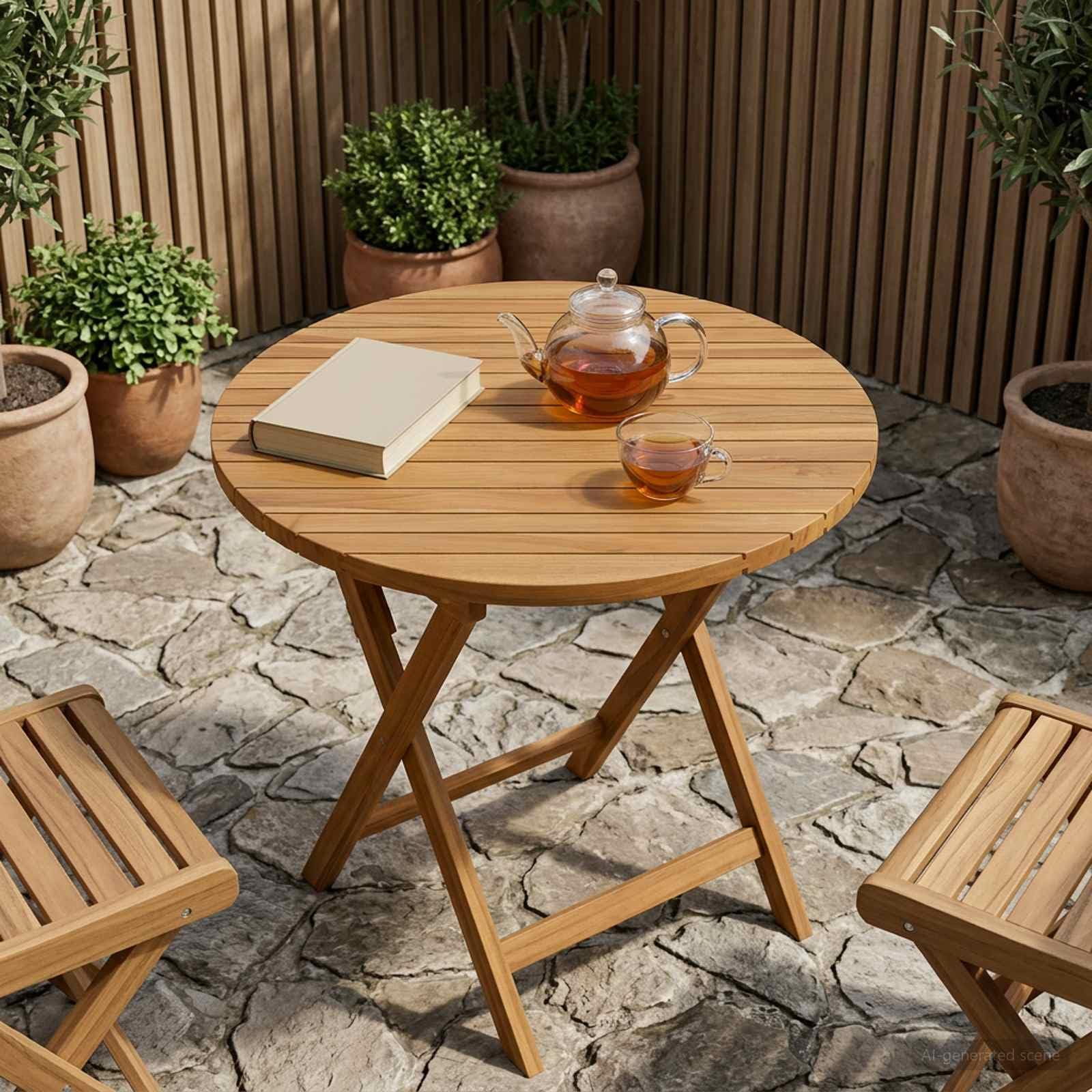 vidaXL Plateau de Table Ø 70 x 3,5 Rond Bois de Teck Massif Naturel, Table en Teck, Design Moderne, Meuble pour la Maison, Bureau intérieur, extérieur, Surface Marron
