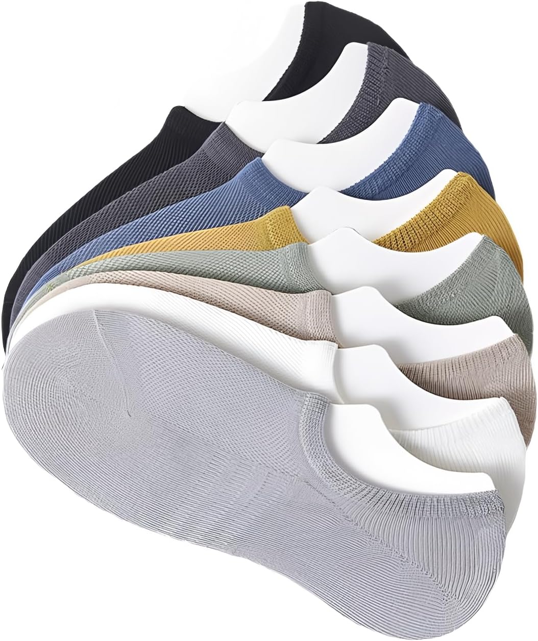 No Show Trainer Socks Mens, 8 Pairs Invisible Low Cut Thin Breathable Casual Short Mesh Socks with Heel Grip