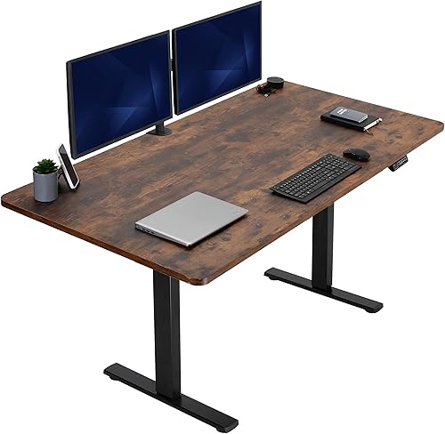 VIVO Electric 71 x 36 in Rustic Standing Desk, Memory Height Adjustment, 1B Series, Vintage Brown Top Black Frame, DESK-KIT-1B7N-36 Parte superior