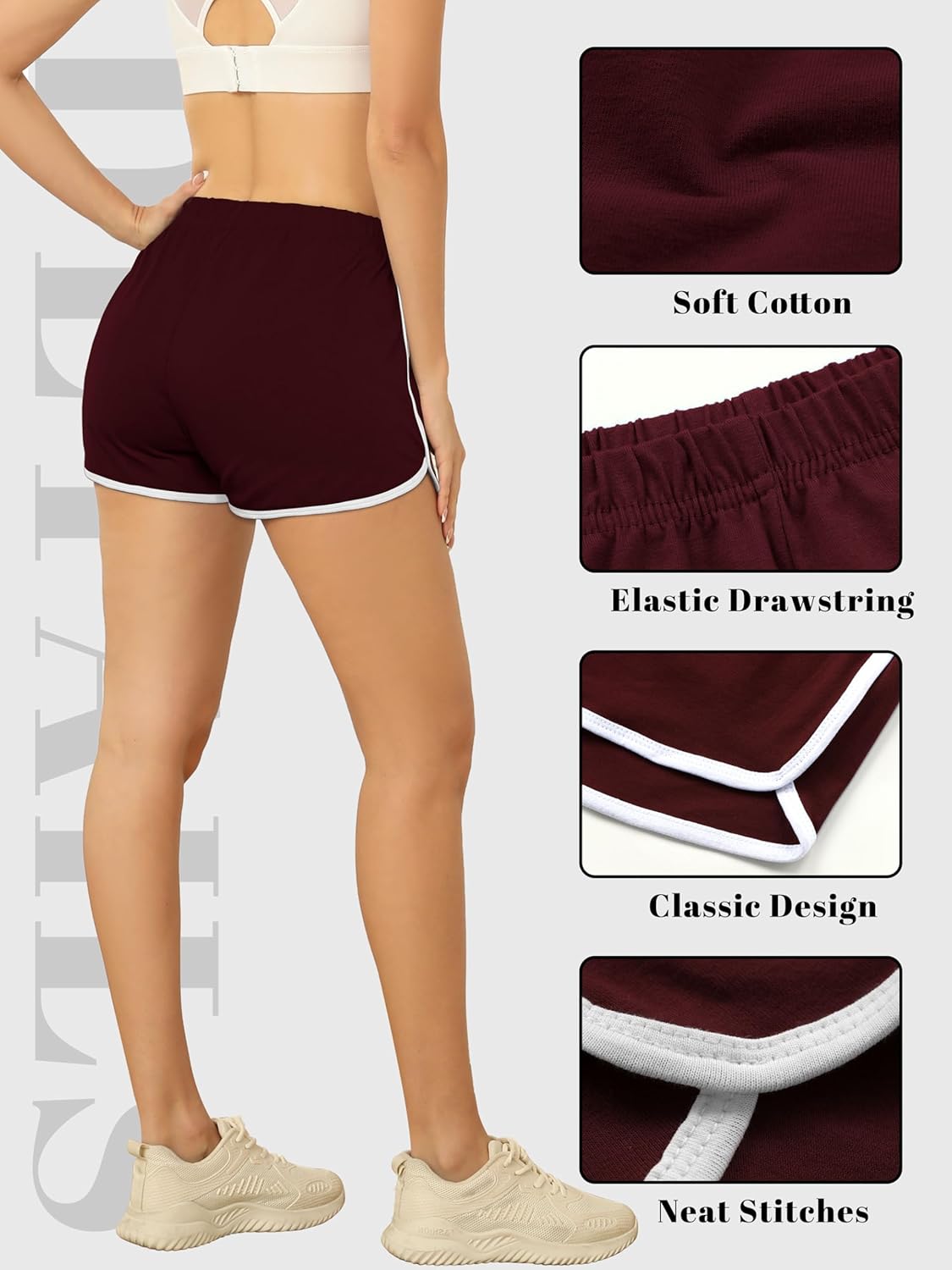 URATOT 6 Packs Women's Dance Shorts Cotton Sports Short Yoga Shorts Breathable Dolphin Summer Athletic Shorts for Women - Image 4