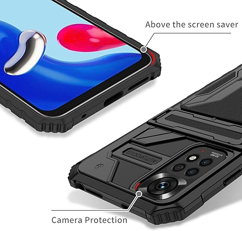 Miniatura 4 de Asuwish Funda de teléfono para Xiaomi Redmi Note 11S11 4G con cubierta protectora de pantalla de vidrio templado y soporte delgado para tarjeta de