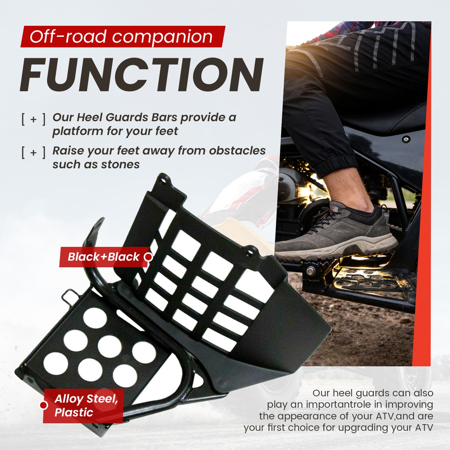ECOTRIC Heel Guards Nerf Bars Compatible with 1990-2006 Yamaha Banshee Footrest Stand Black -You May Get Multiple Packages