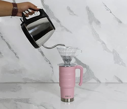 Miniatura 3 de MIRA Taza de viaje aislada de 24 onzas, taza de café de acero inoxidable con tapa abatible y asa a prueba de derrames, vaso para automóvil