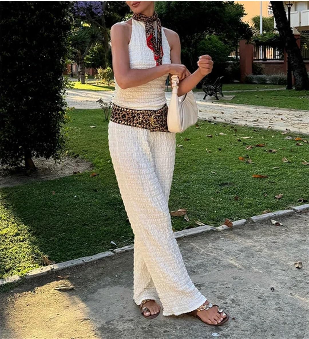 Women Summer 2 Piece Set Pieces Vest Jacket Straight Printing Pants Sets