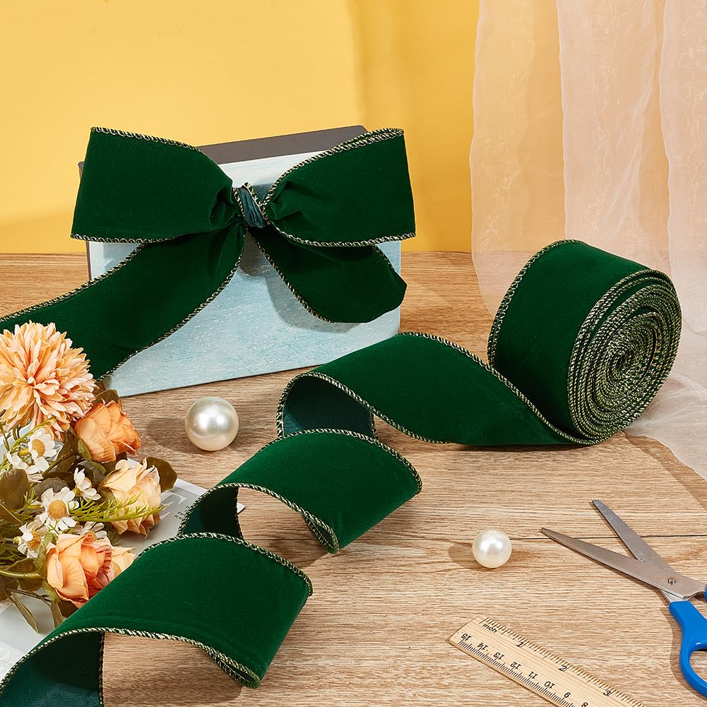 Amazon | OLYCRAFT 9.1m ベルベットリボン 幅59~64mm グリーン