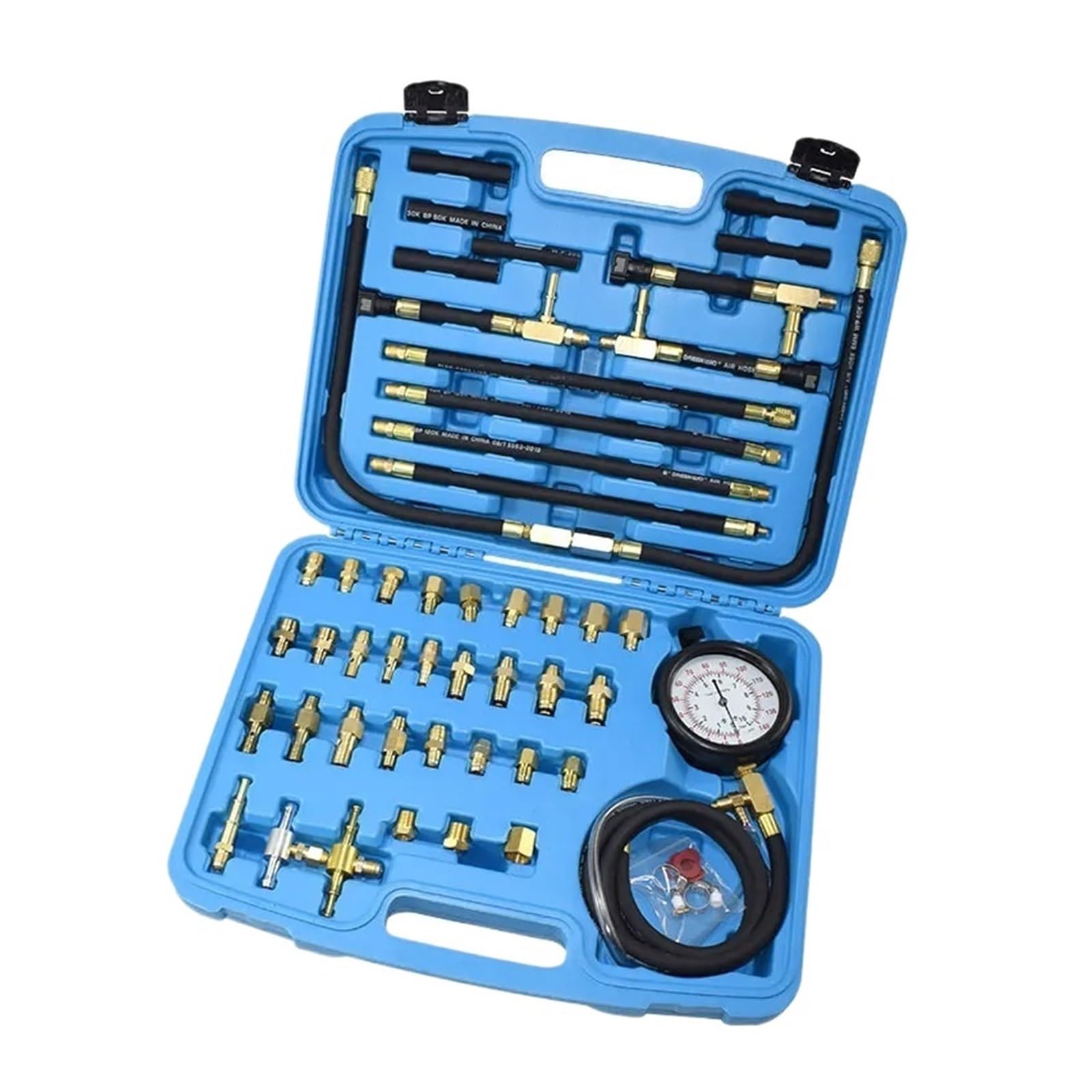 46 Pezzi Deluxe Manometro Indicatore di Pressione del Carburante Kit di Test del Motore Tester della Pompa di Iniezione del Carburante per Auto, Moto, Camion