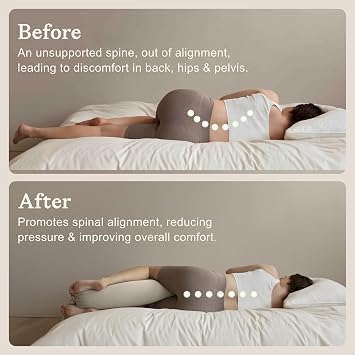 bbhugme Adjustable Pregnancy Pillow – Full Body Support for Side Sleeping - Adjustable Firmness and Shape - Supports Back, Legs, Belly, Hips for Pregnant Women - Removable Cover - Seashell Beige