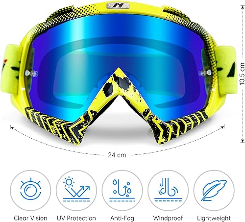 Miniatura 3 de NENKI Gafas de motocross para adultos, motocross, motocross, 4 ruedas, MX ATV todoterreno, lentes antiniebla para hombres y mujeres
