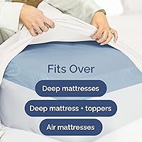 Vista 6 de Sábana bajera ajustable de algodón extra profunda Twin de 400 hilos - Sábana bajera individual de lujo hotelero solamente - Se adapta fácilmente a