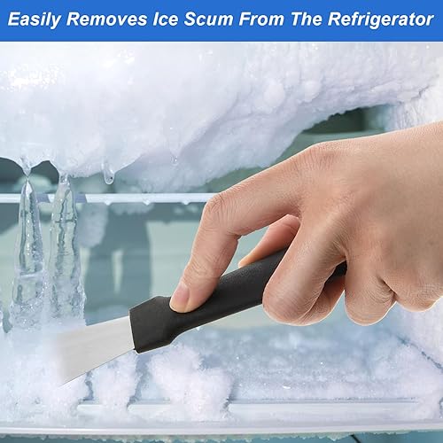 Miniatura 7 de Amaxiu 2 raspadores de limpieza, raspadores para hornos, estufas de inducción, congelador, raspador de acero inoxidable, herramientas de limpieza de