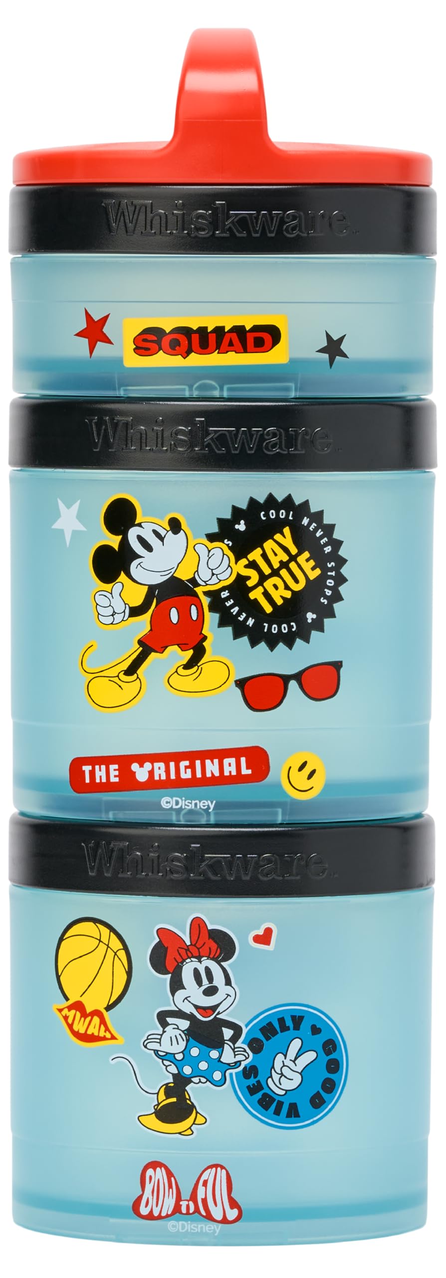 Whiskware Mickey &amp; Friends Snack Containers, 3 Stackable Snack Cups, Squad!