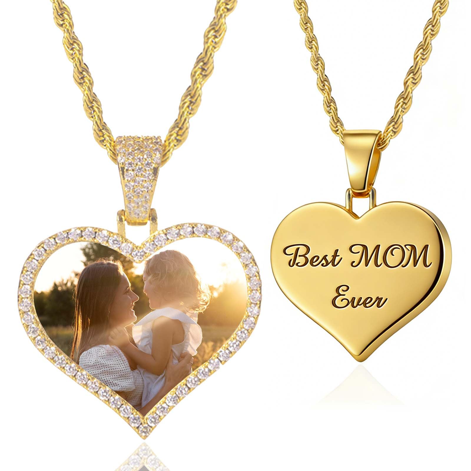 Cupike Custom Picture Necklace Personalized - Customized Photo Pendant Necklaces, Hip Hop Chain with Pictures Personalized Gift for Dad Men Women