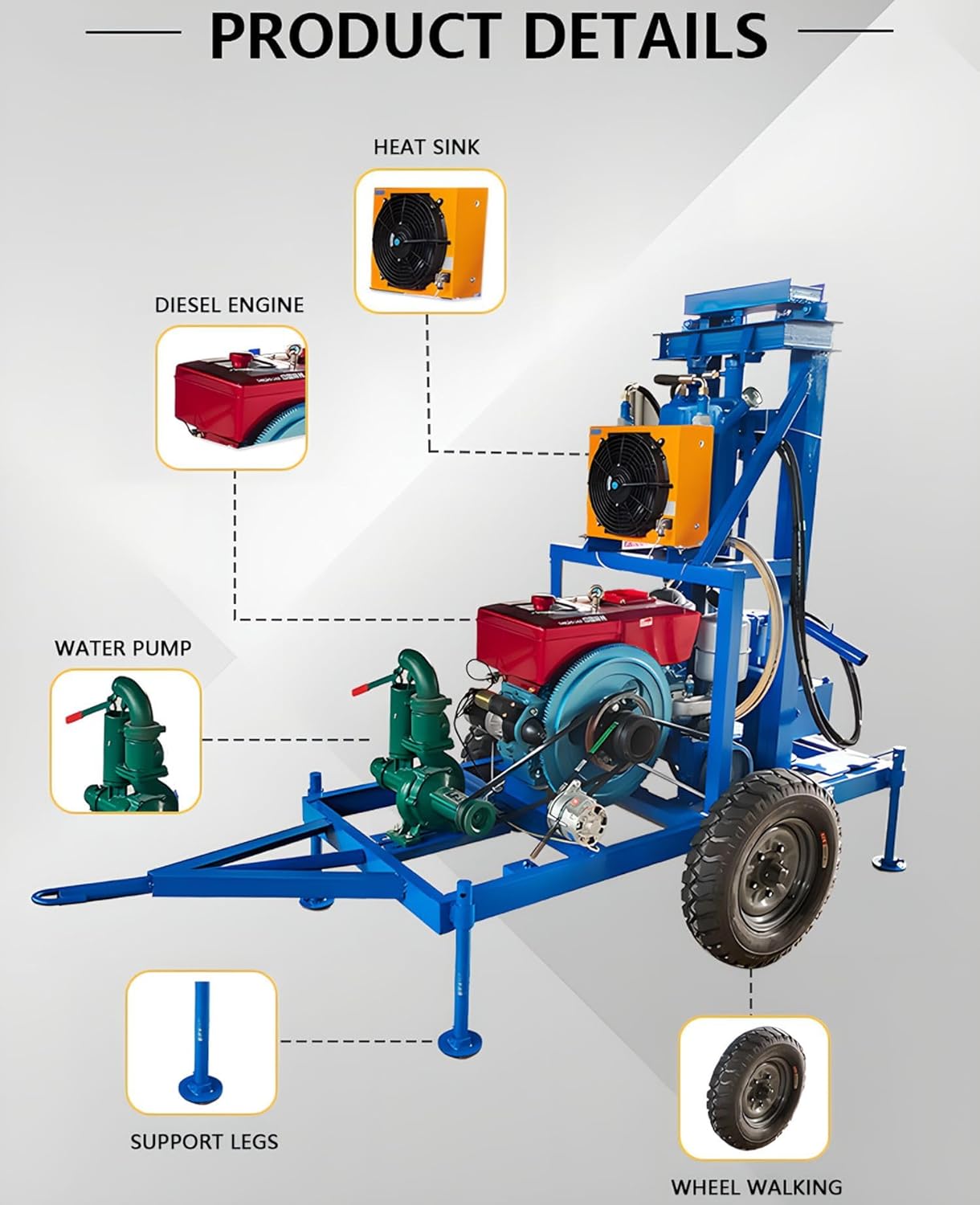 Mobile Mini Water Well Drilling Machine, Compact and Easy-to-use Water Well Drill Rig, Portable Outdoor Small Drill Rig with Lightweight and Energy Efficient Design