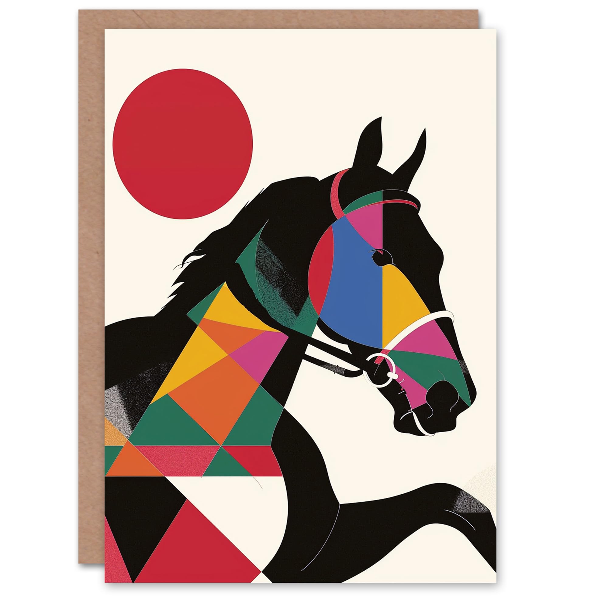 Artery8 Colourful Geometric Grand National Horse Race Ad For Him Man Birthday Card