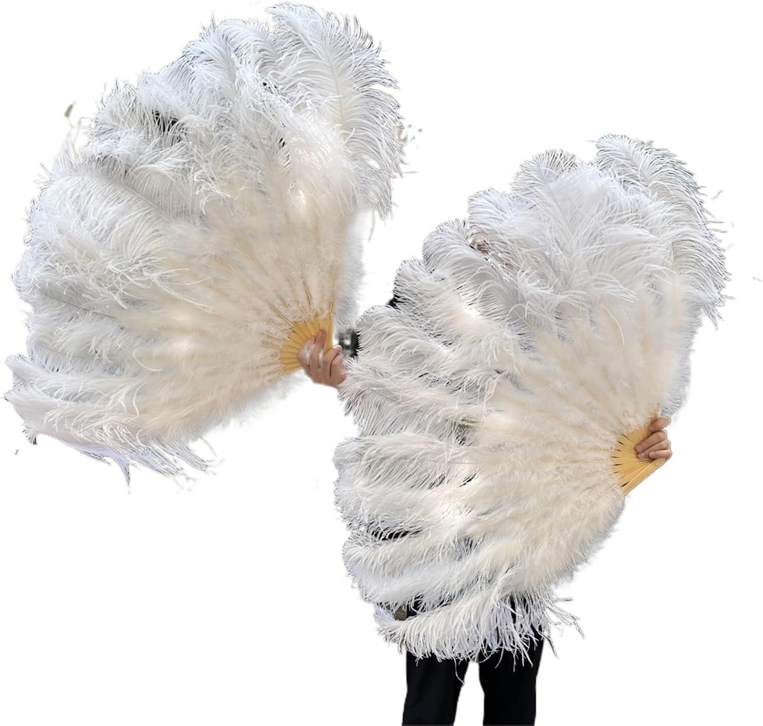Ostrich Feather Fan for Performance, Carnival Show Accessory, Big Feather Fan - 130CM, Set of 2