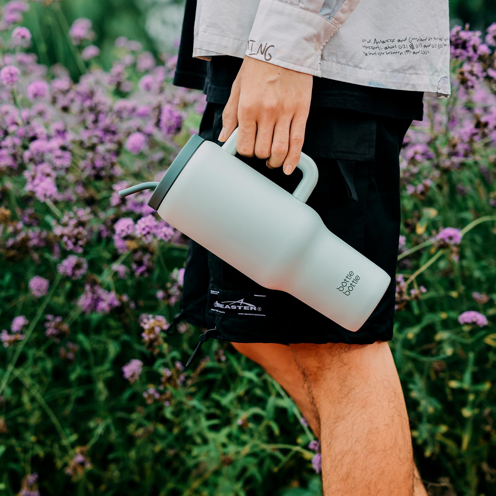 Tasse Isotherme BOTTLE BOTTLE 1200 Ml Avec Paille Et Poignée - Violet/Vert