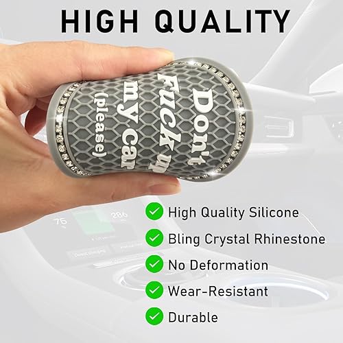 Miniatura 6 de Paquete de 2 posavasos brillantes para automóvil, 2.82 pulgadas, antideslizantes, de goma suave, con diamantes de imitación, almohadilla para