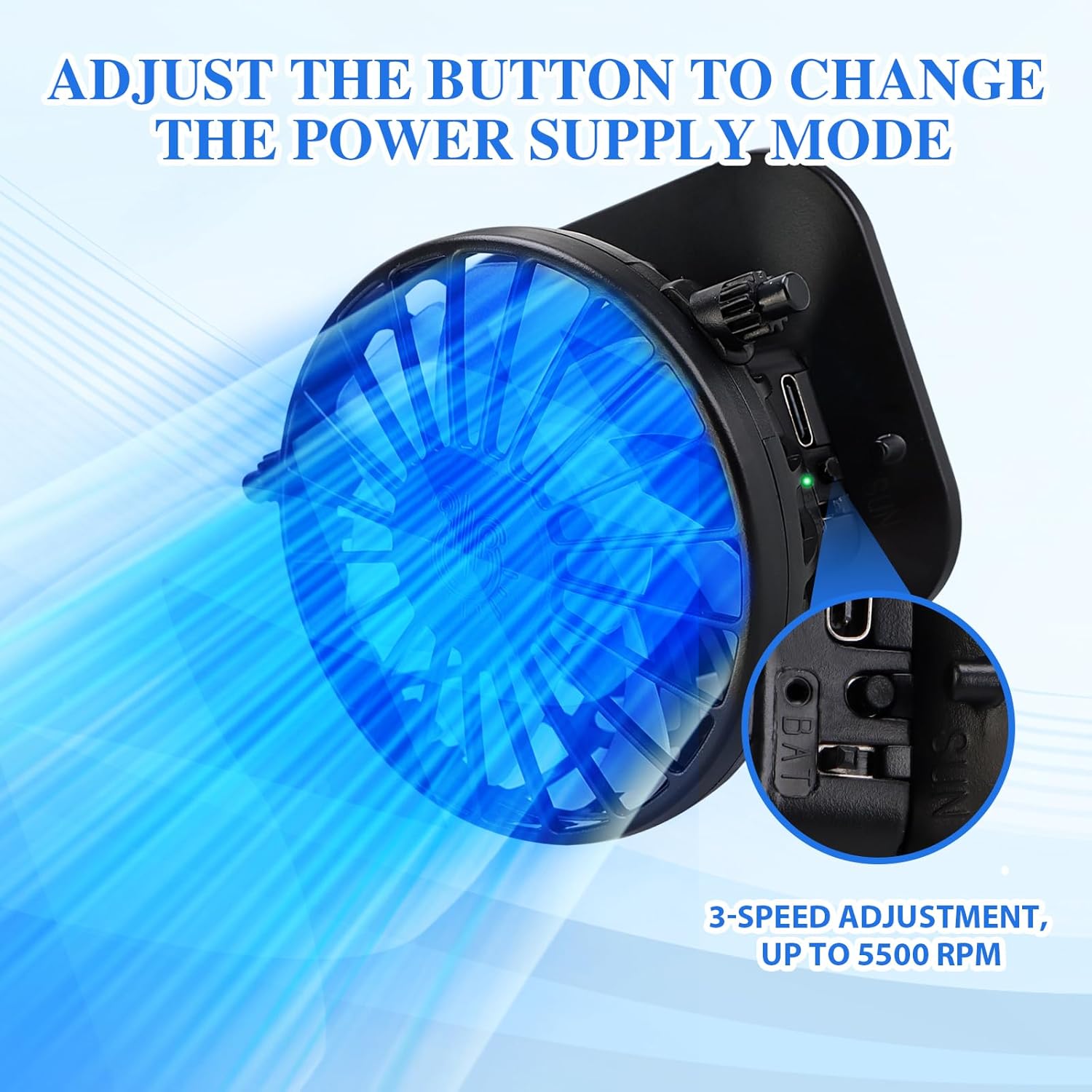 Solar Fan Hat,Fishing Hat with Fan for Men, Wide Brim Sun Hat with 2 Solar Fan,3 Speed Adjustable Fans Hats,Waterproof Outdoor Hiking Camping Fishing(Black and White) - Image 4