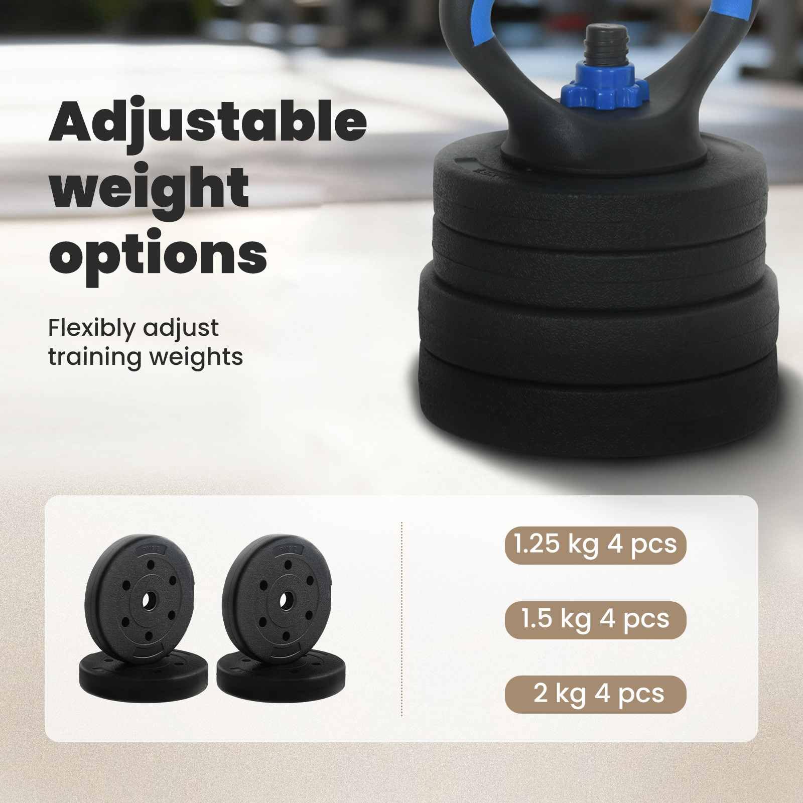 vidaXL Set di manubri, bilanciere e Kettlebell 4-in-1 20 kg Nero e Blu, Attrezzatura da casa, manubri Regolabili, Pesi per Allenamento, Fitness Indoor, Strumenti e Attrezzi salvaspazio