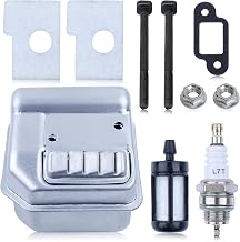 1130 140 0600 Exhaust Muffler Kit for Stihl 017 018 MS170 MS180 MS170C MS180C Chainsaws, MS170 Exhaust Muffler with Air Filter Fuel Filter Cover Gasket Bolts Kit Replace 1130 140 0600, 1130 145 2900