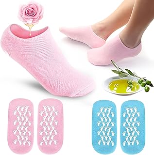 Silicone Moisturizing Spa Gel Socks for Women and Men - Dry Cracked Feet and Heel Repair With Natural Oil and Vitamin E (Multicolor) (Standard)-picture-12