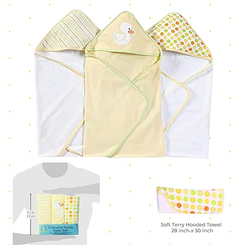 Miniatura 5 de Spasilk Juego de 3 toallas de rizo suave con capucha para recién nacidos, 26 x 30 pulgadas, mariposa rosa, (301-007)