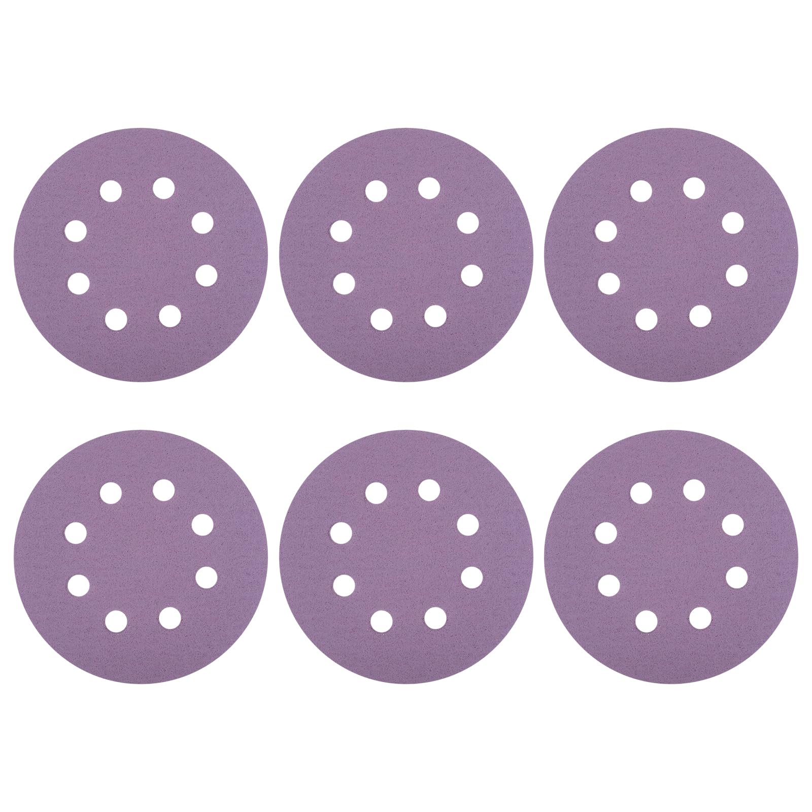 sourcing map 10Pcs 5Inch Sanding Disc 8 Hole 80Grit Purple Aluminum Oxide