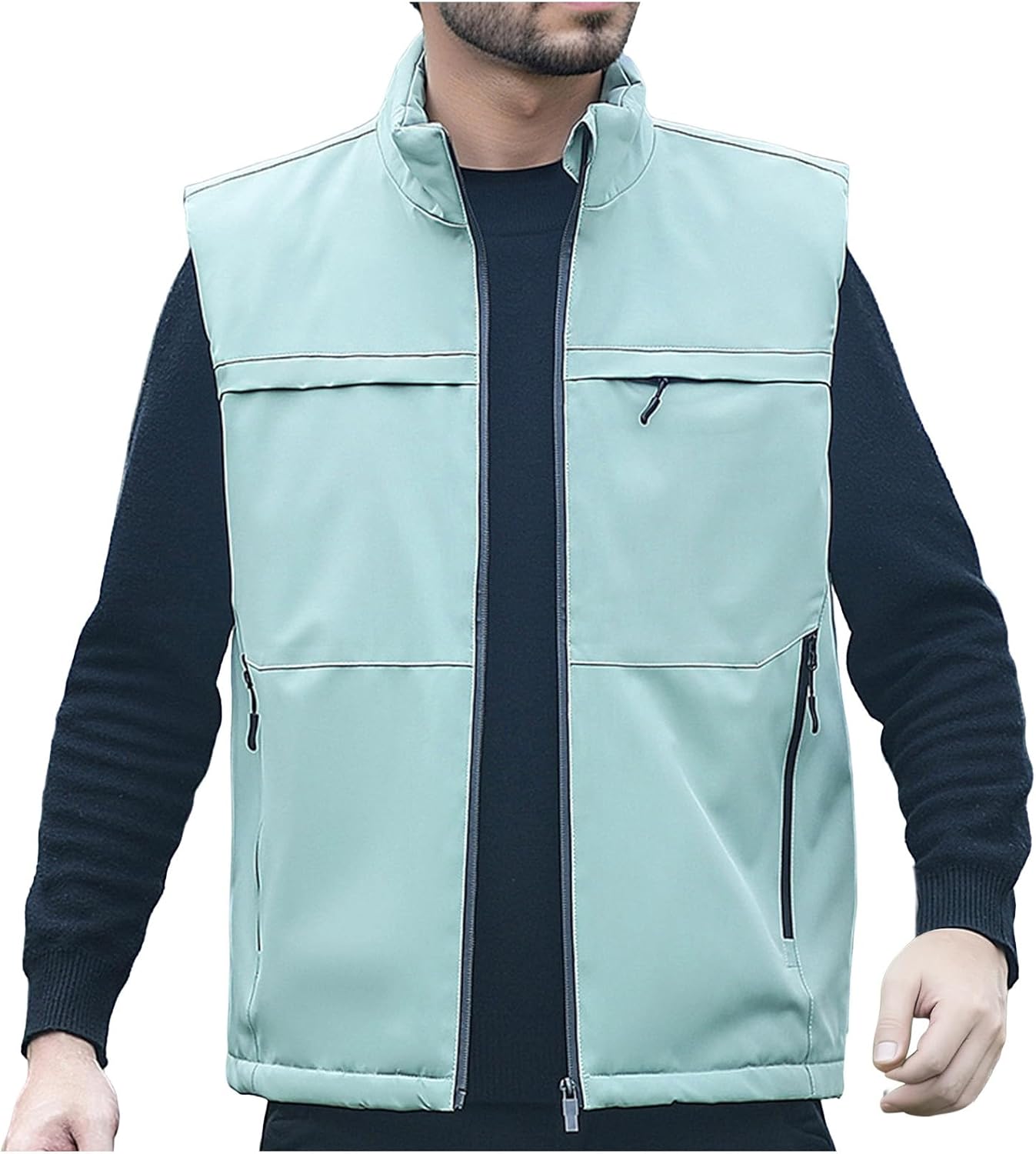 Men's Casual Outerwear Vest Lightweight Zip Up Sleeveless Jacket Outdoor Work Hiking Travel Golf Vests with Pockets - Image 3