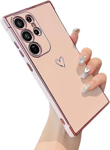 Vista 88 de ZTOFERA Funda diseñada para Samsung Galaxy A13 5G/Galaxy A04S, bonito borde chapado con patrón de corazones de amor con protección para lente