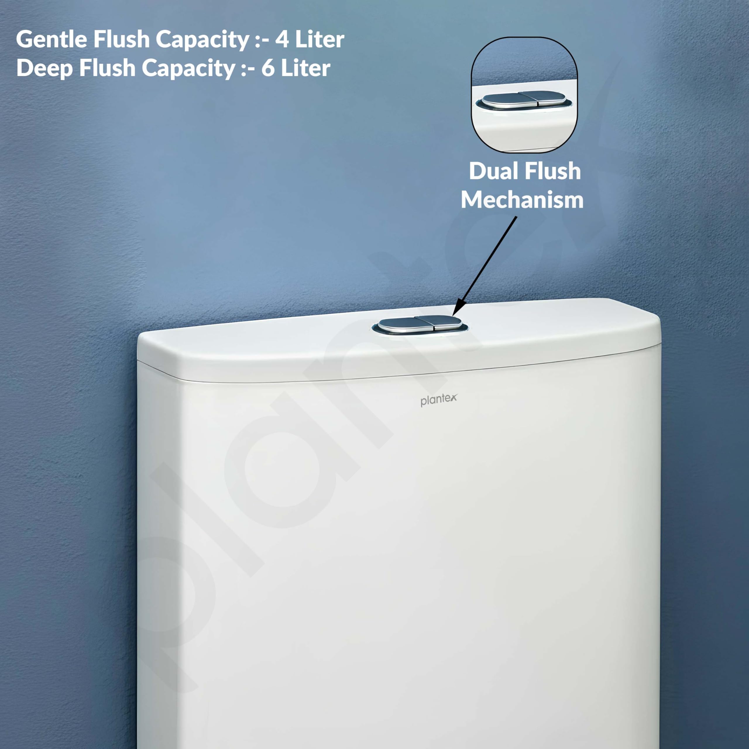 Plantex Flush Tank for Toilet with 10 Ltr Water Capacity/Dual Flushing Cistern for Bathroom/Polypropylene Toilet Flush Tank - Pack of 1 (Classic, White) 1